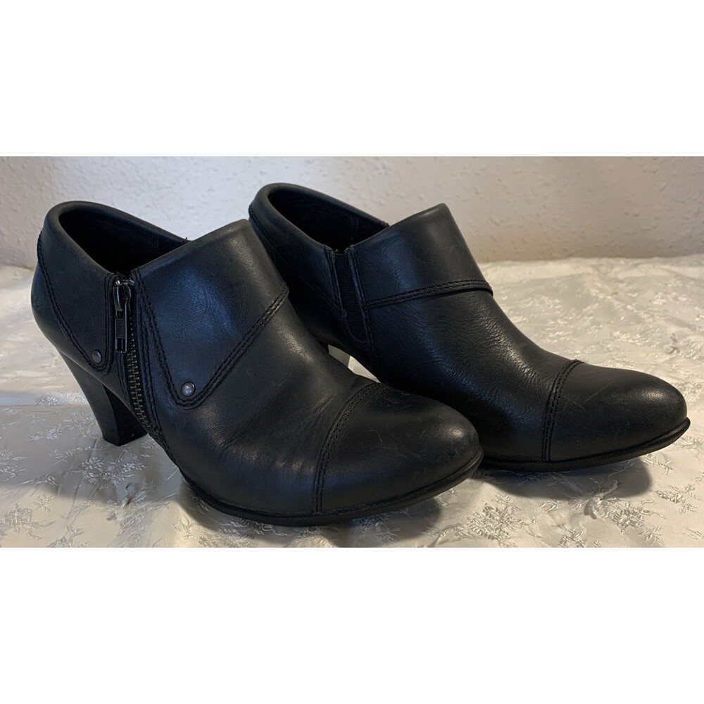 BOC Born Concept Ankle Boots Black Leather Pumps 7 Side Zip